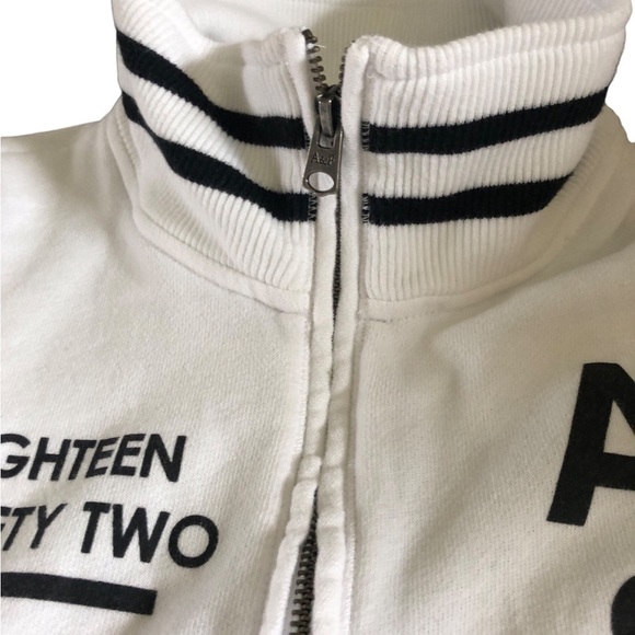 Abercrombie & Fitch New York Eighteen Ninety Two Half Zip Pullover L White Black - Picture 9 of 10